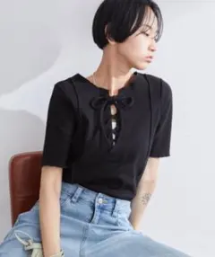 未使用‼️tシャツ 2WAYレースアップハーフスリーブトップス レディース夏服半袖