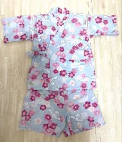 100 サンリオ　シナモロール　甚平　水色　花柄