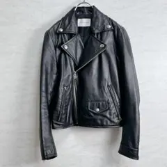 美品『アダムエロペ』ダブルライダース レザージャケット 羊革 ジップアップ 36