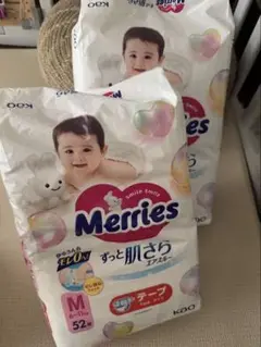 Merries 紙おむつ Mサイズ 52枚 テープタイプ　２個セット