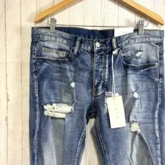 【新品タグ付き】ミニマル ダメージデニムパンツ スキニー ジーンズ 34サイズ