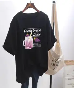 【C】オーバーサイズ【大人気】プリント tシャツ ブラック 男女兼用 原宿