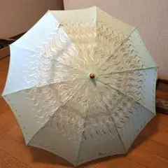 昭和レトロ　波模様刺繍 薄い水色 日傘