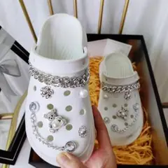 クロックス crocs ジビッツ デコ 韓国 y2k クマ シルバー チェーン