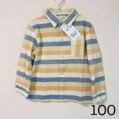新品 100【コンビミニ】ボーダーシャツ 長袖 ブラウス