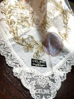 CELINE レースハンカチ 薄手　ホワイト　エレガント　未使用新品