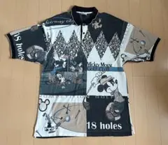 90s vintage Disney ミッキーマウス 総柄 ゴルフポロシャツ