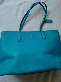 COACH トートバッグ ターコイズブルー A4サイズ収納可能