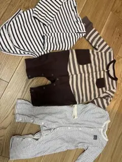 ストライプロンパース・ボディスーツセット
