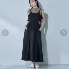 【HARE】カットアウトジャンスカ 切替 キャミワンピース　　　ブラック