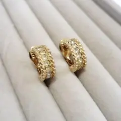 【美品✨】MONET/モネ ゴールド イヤリング クリスタルフープ