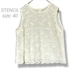 【STENCIL】花柄レースノースリーブシアートップス 40 アイボリー 涙あき