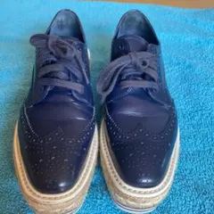 プラダPRADA ウイングチップ 靴 ネイビー37.5