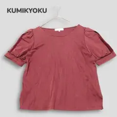 組曲／パフスリーブ Tシャツ 2(M) 赤系 綿100 コットン 袖チュール