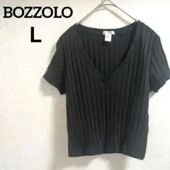 BOZZOLO【L】ブラック Vネック Tシャツ シンプル 黒 春夏