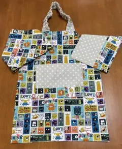 キッズエプロン3点セット　モンスター　120