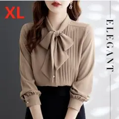 ❤️新品❤️レディース ブラウス シャツ　長袖 ボウタイブラウス シフォン XL