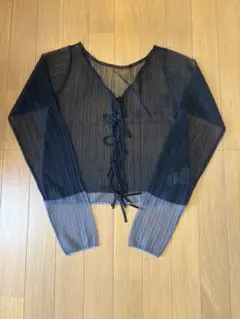 黒 透け感 クロップドトップス