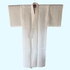 美品★着物 白色 無地 単衣 麻 麻混 舞台用 白装束 滝行 お遍路 コスプレ
