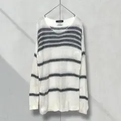 2924【MANGO】リネンカットソー　麻　チュニック　長袖　透け感　Ｍ