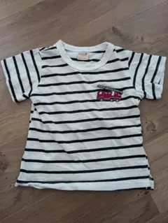 petit main ストライプ消防車Tシャツ 100cm