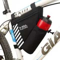 ⭐️コンパクトなのに大容量‼ 自転車用フレームバッグ ボトル入れ付き ブラック