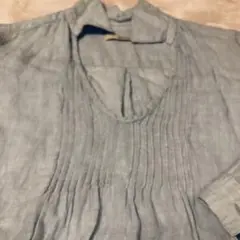 リネン　ブラウス　薄いブルー　　Ｌ