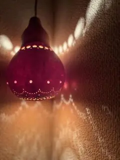 ひょうたんランプ　益子作家　電球ライト付　ビーズ　コンセント