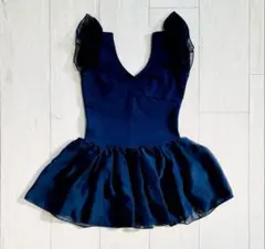 ♡ダークネイビー 可愛い肩フリル バレエスカート付きレオタード 未使用品♡