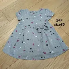 スプラット模様 半袖ワンピース グレー　ギャップgap 80
