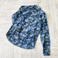RAGEBLUE レイジブルー【M】迷彩柄シャツ 総柄　ブルー 青 美品 長袖