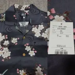 TK/タケオキクチ 和柄アロハシャツ 半袖 桜×水仙 サイズ3(L)