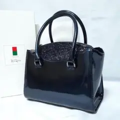 美品 GINZAKanematsu パテントレザー グリッターラメ ハンドバッグ