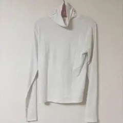 NICE CLAUP ナイスクラップ リブ編み ハイネック ニット 長袖 白