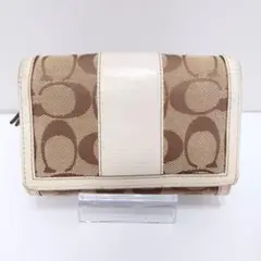 COACH コーチ 二つ折りファスナー付き財布 シグネチャー柄 F41572