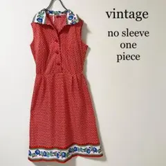 70's 80's ヴィンテージ ノースリーブ ワンピース レトロ古着 レア