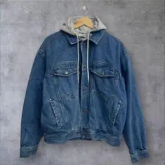 US古着 TODAYSNEWS フーディ付きデニムジャケット　L