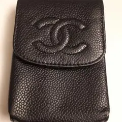 489 CHANEL ココマ一ク キャビアスキン シガレットケ一ス