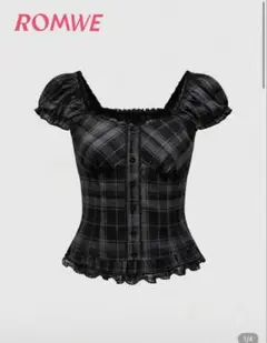 【shein】ROMWE Goth チェックシャツ y2k パンク グランジ