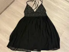 【ZARA美品】ラインストーン　キャミワンピース　ブラック
