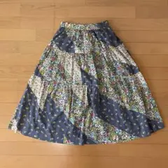 馬里邑　花柄フレアスカート グレー系