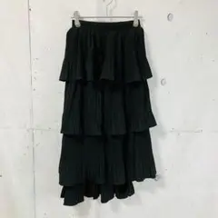 ティアード プリーツ アシンメトリー ロング 黒 変形 アシメ 個性派 人気