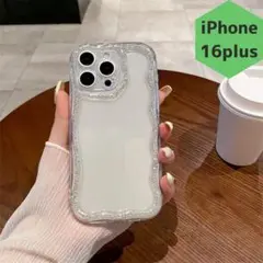 新品 iPhone16plus ケース なみなみ キラキラ 推し活 シルバー