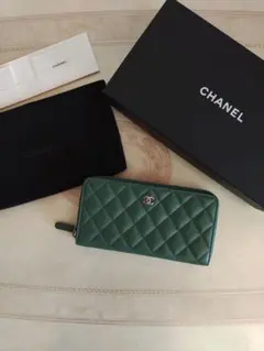 新品未使用 シャネル希少グリーン長財布CHANEL 緑色
