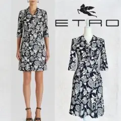 【現行タグ極美品】エトロ シルク100% ペイズリー柄ロングワンピース L 現行タグ極美品】エトロ シルク100% ペイズリー柄ロング