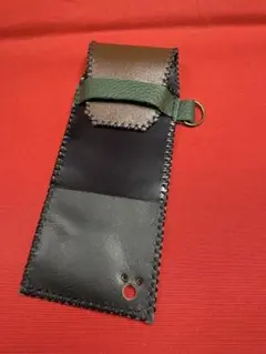 【一点物　ブラック】ハンドメイド本革　ペン眼鏡ケース — 異素材コンビ×ステッチ