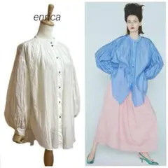 【enrica】 コットンシルク素材 ギャザーブラウス 2024SS
