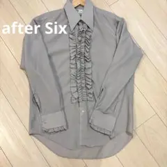 after Six フリルシャツ グレー系 長袖 ヴィンテージ タキシードシャツ