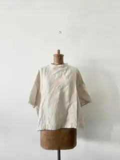 アトリエアンワン　リネンTシャツブラウス　サイズ1 たまご色　リネンブラウス アトリエアンワン リネンTシャツブラウス サイズ1 たまご色
