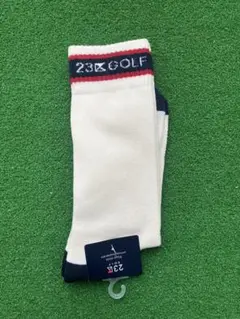 新品　23区GOLF ゴルフソックス ホワイト　ネイビー　25cm〜27cm